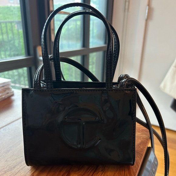 Telfar Handbags - Telfar Patent Black Small Shopping Bag